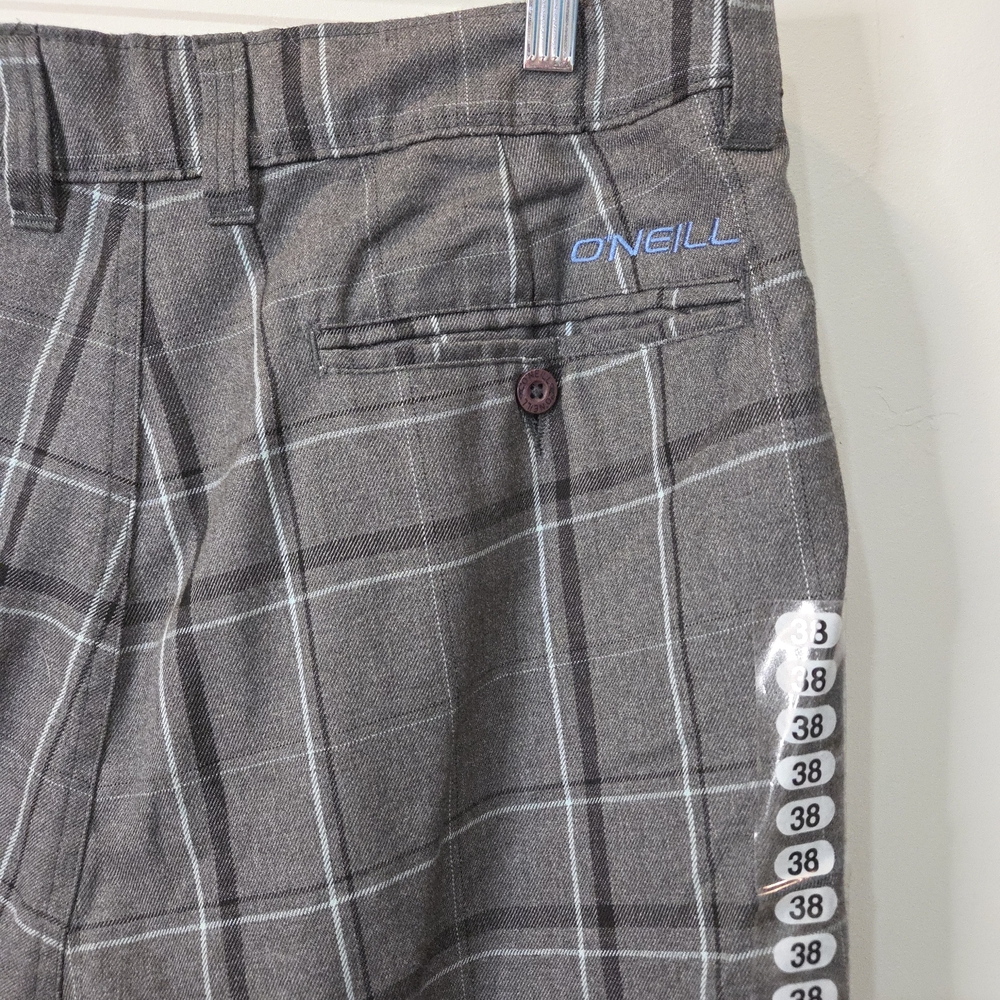 O'Neill Men's 38 Sterling Shorts Grey Plaid Chino Golf Casual - Picture 7 of 10